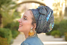 Denim Flower Flow Headscarf
