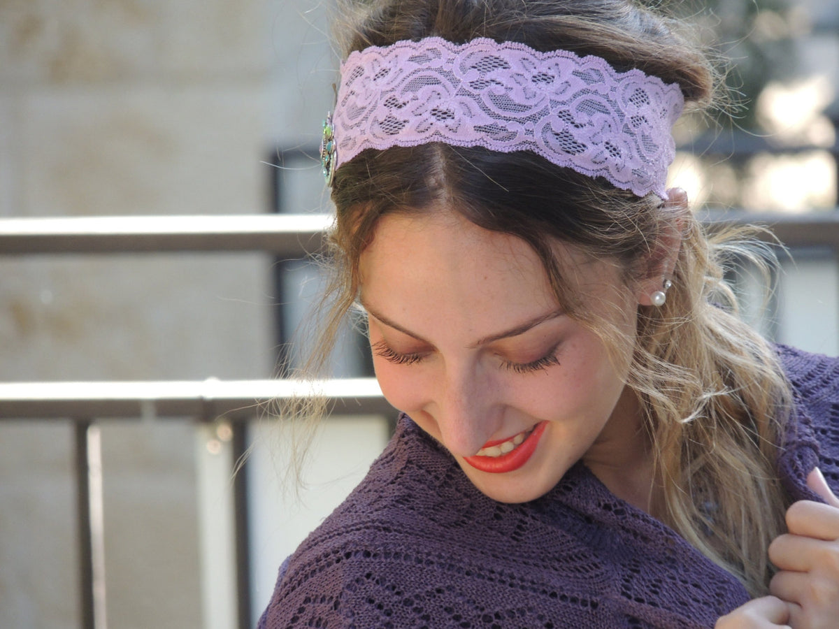 Lilac Lace Headband – Sara Attali Design