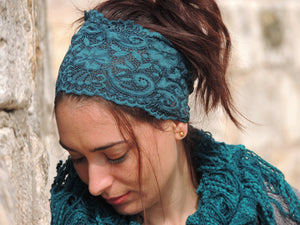 Turqoise Stretchy Lace Headband
