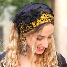Black Yellow Ruffle Bandana