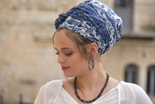 Soft Blue White Headscarf