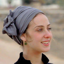 Grey Stretched Satin Turban Sinar