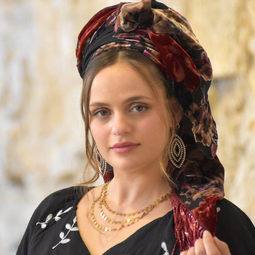 Velvet Flame Triangle Headscarf