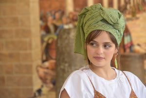 Emerald Green Embroidered Headscarf