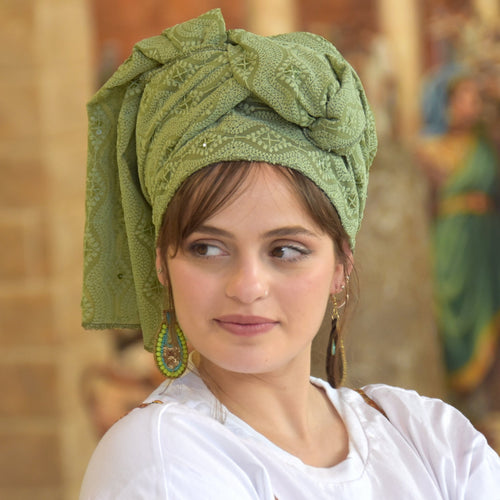 Emerald Green Embroidered Headscarf