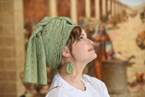 Emerald Green Embroidered Headscarf