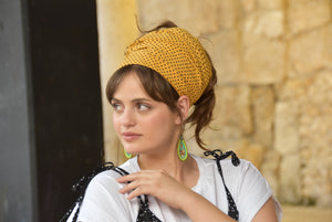 Polka Dot Mustard Headband