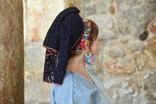 Lobelia Navy Floral Lace Headscarf