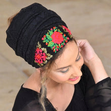 Eye-Catching Black Embellished Headscarf