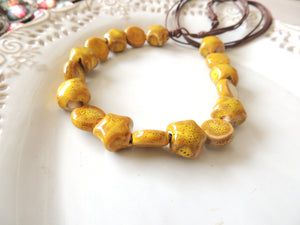 Yellow Beads Stone Necklace