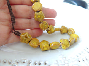 Yellow Beads Stone Necklace