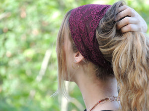 Bordeaux Stretchy Lace Headband