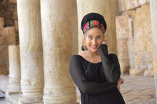 Eye-Catching Black Embellished Headscarf