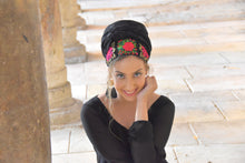 Eye-Catching Black Embellished Headscarf