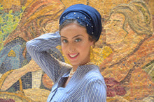 Navy Pearls Headscarf