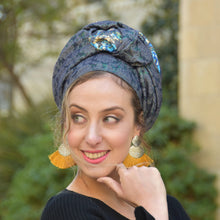 Denim Flower Flow Headscarf