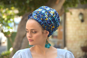 Floral Turqoise Blue Headscarf