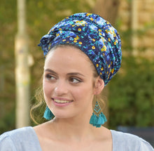 Floral Turqoise Blue Headscarf