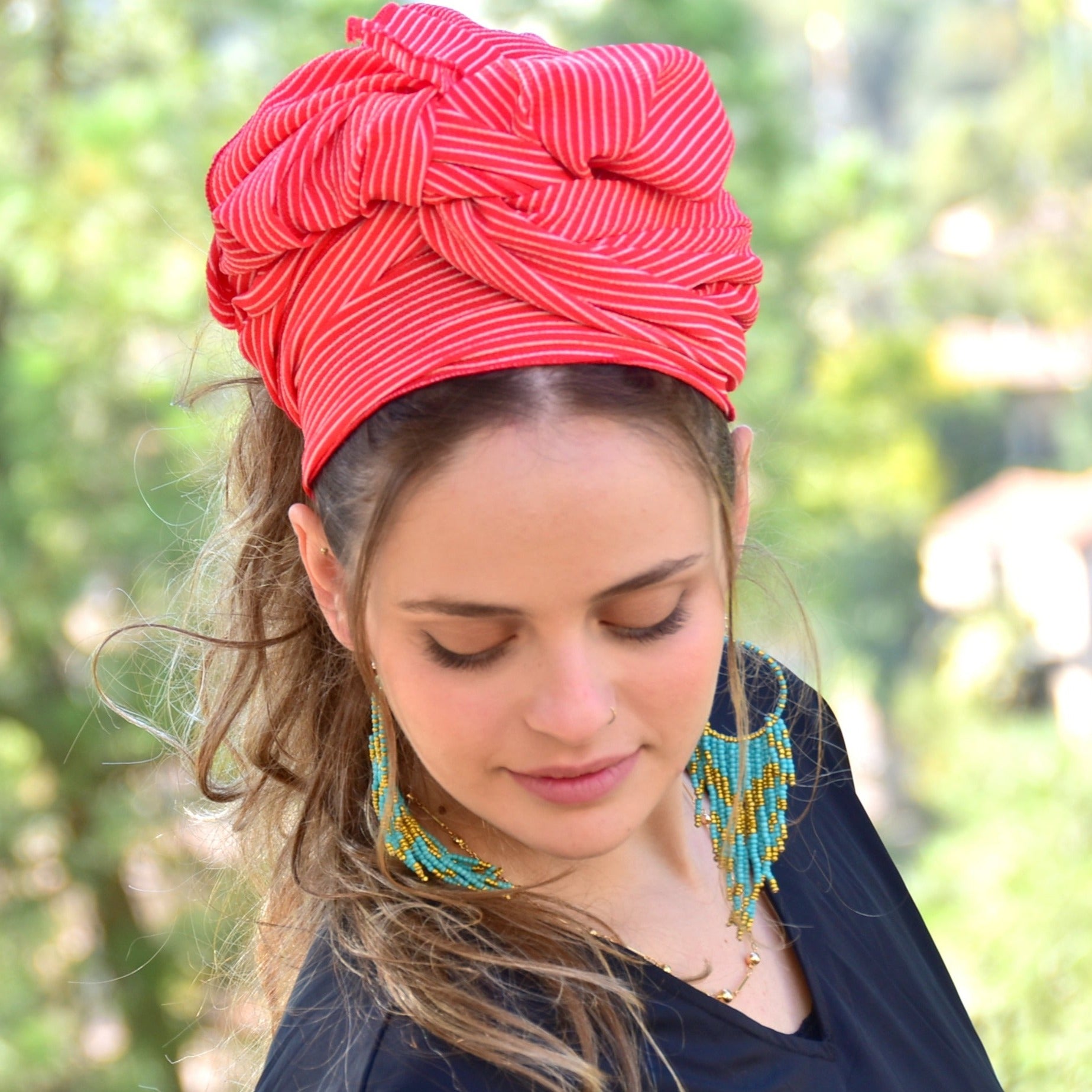 Head Covering Mitpachat Embroidery Wrap Headband Tichel, Snood