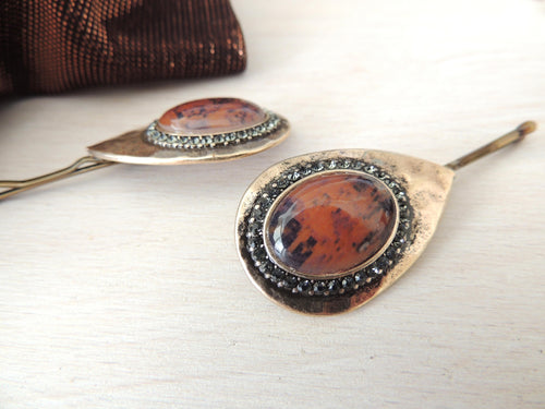 Brown Marble Hair Pin