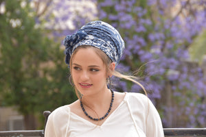 Soft Blue White Headscarf