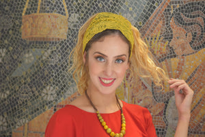 Yellow Mustard Stretchy Lace Headband