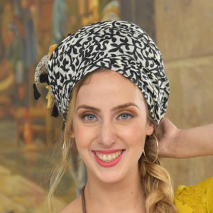 Soft Black Yellow Headscarf