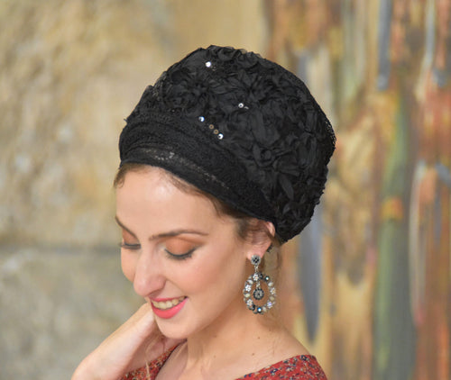 Black Sparkling Tichel
