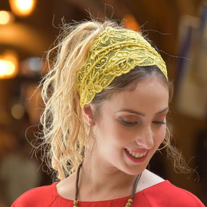Yellow Mustard Stretchy Lace Headband
