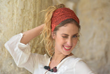 Old Red Stretchy Lace Headband