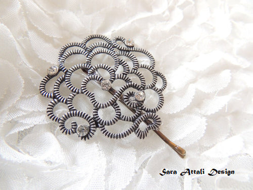 Decorated Silver Hair Pin
