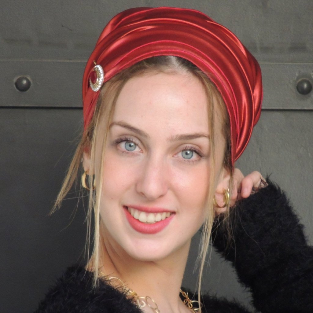 Red Stretched Satin Turban Sinar