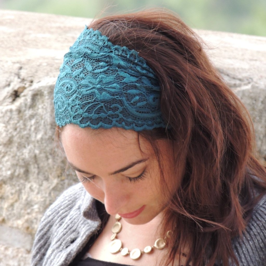Turqoise Stretchy Lace Headband
